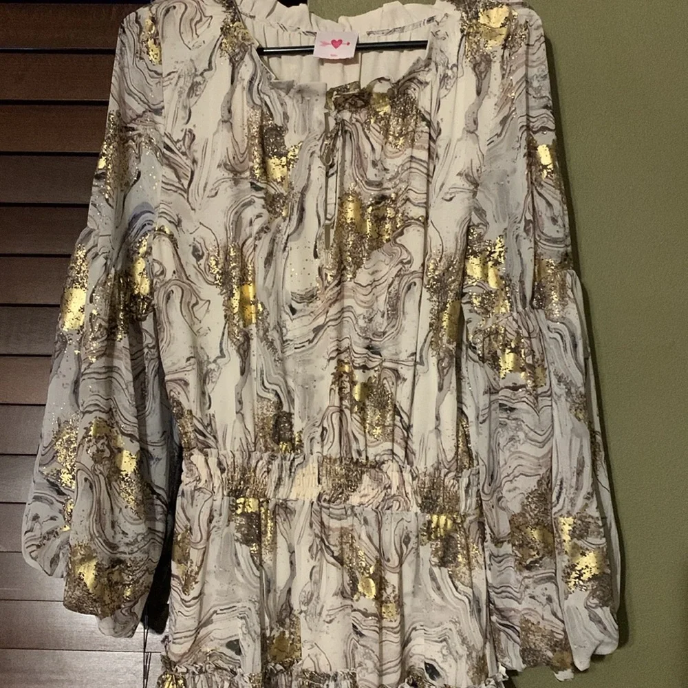 Buddy Love Zozo Dress Size Small white gold - Picture 2 of 5